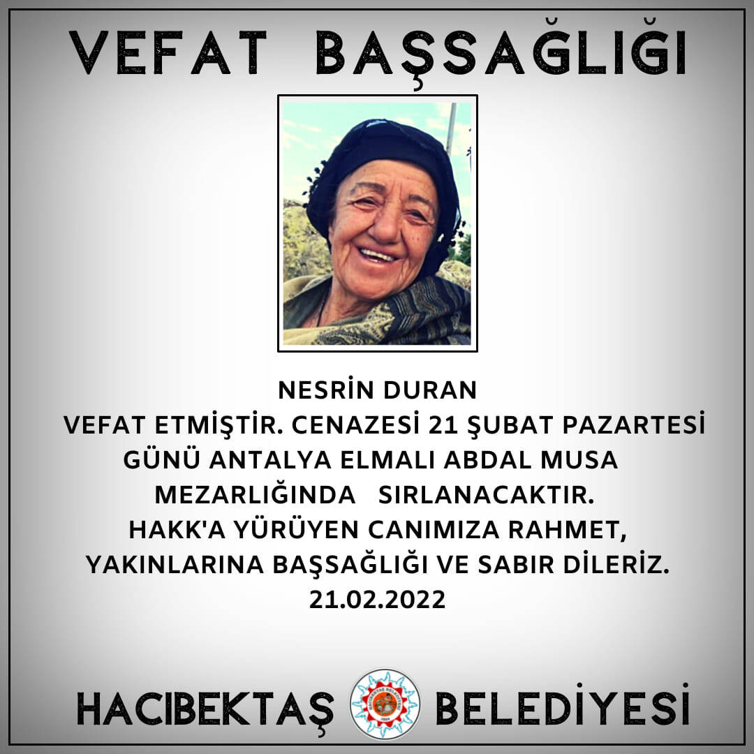 Nesrin DURAN Vefat ve Başsağlığı