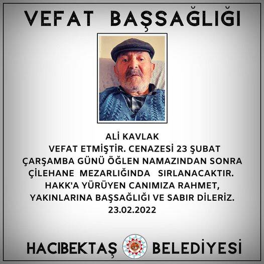 Ali KAVLAK Vefat ve Başsağlığı