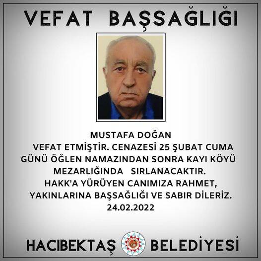 Mustafa DOĞAN Vefat ve Başsağlığı