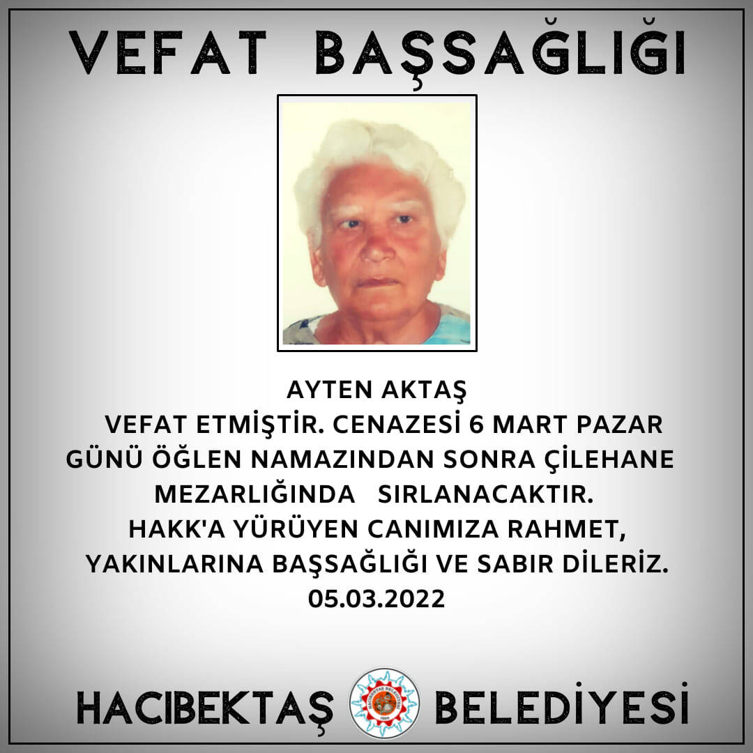 Ayten AKTAŞ Vefat ve Başsağlığı