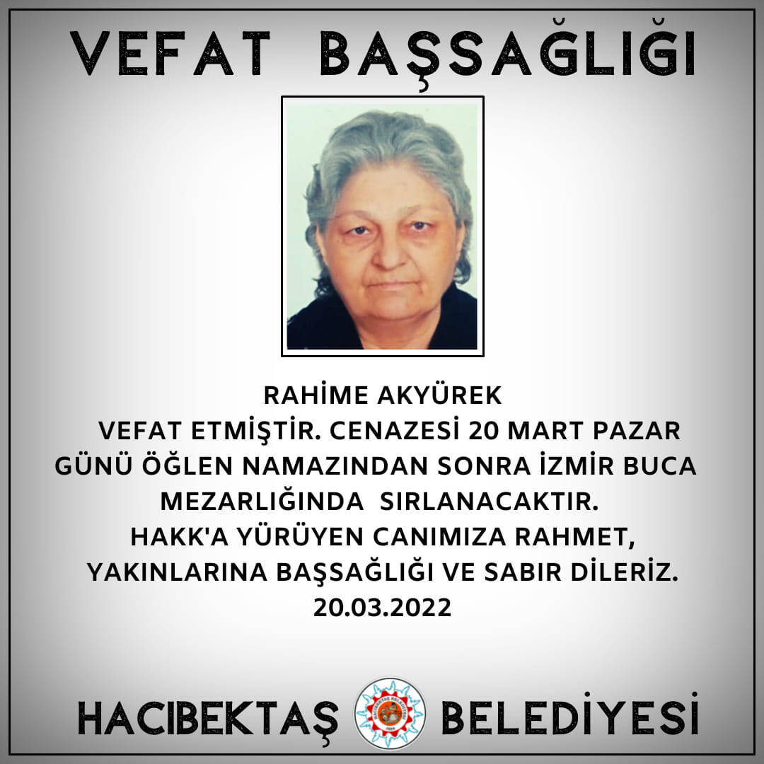 Rahime AKYÜREK Vefat ve Başsağlığı