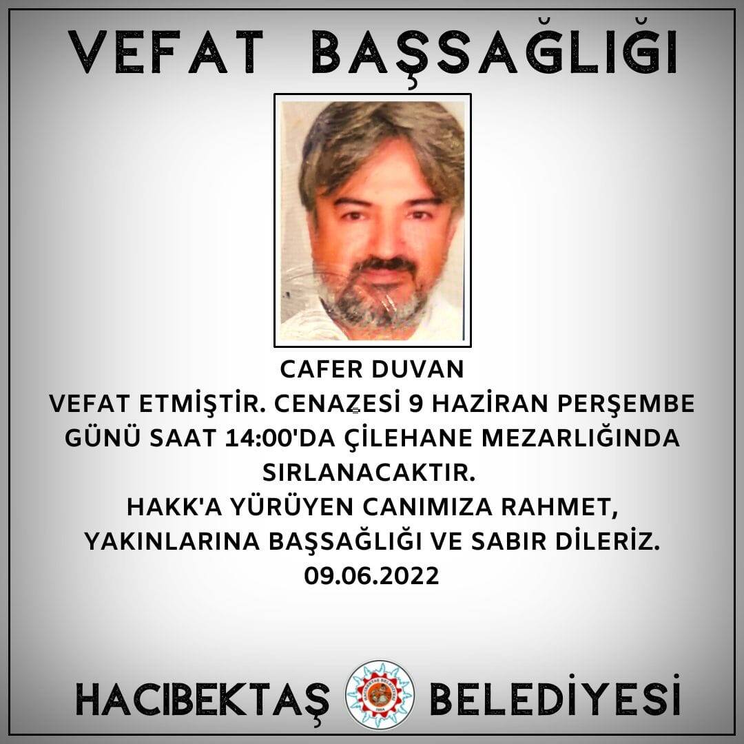 Cafer DUVAN Vefat ve Başsağlığı