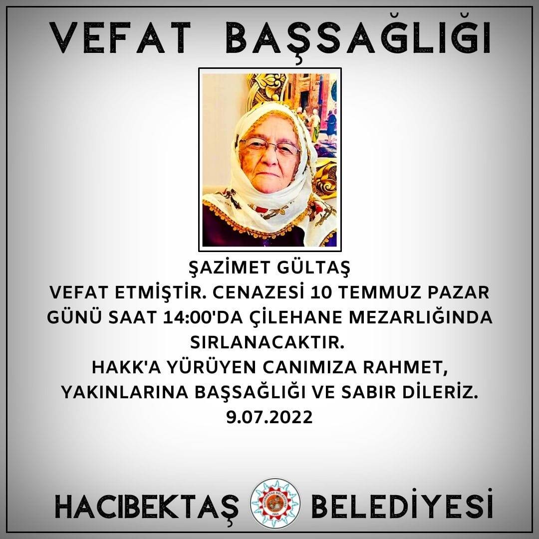Şazimet GÜLTAŞ Vefat ve Başsağlığı