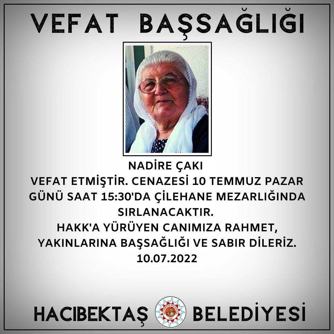 Nadire Çalı Vefat ve Başsağlığı