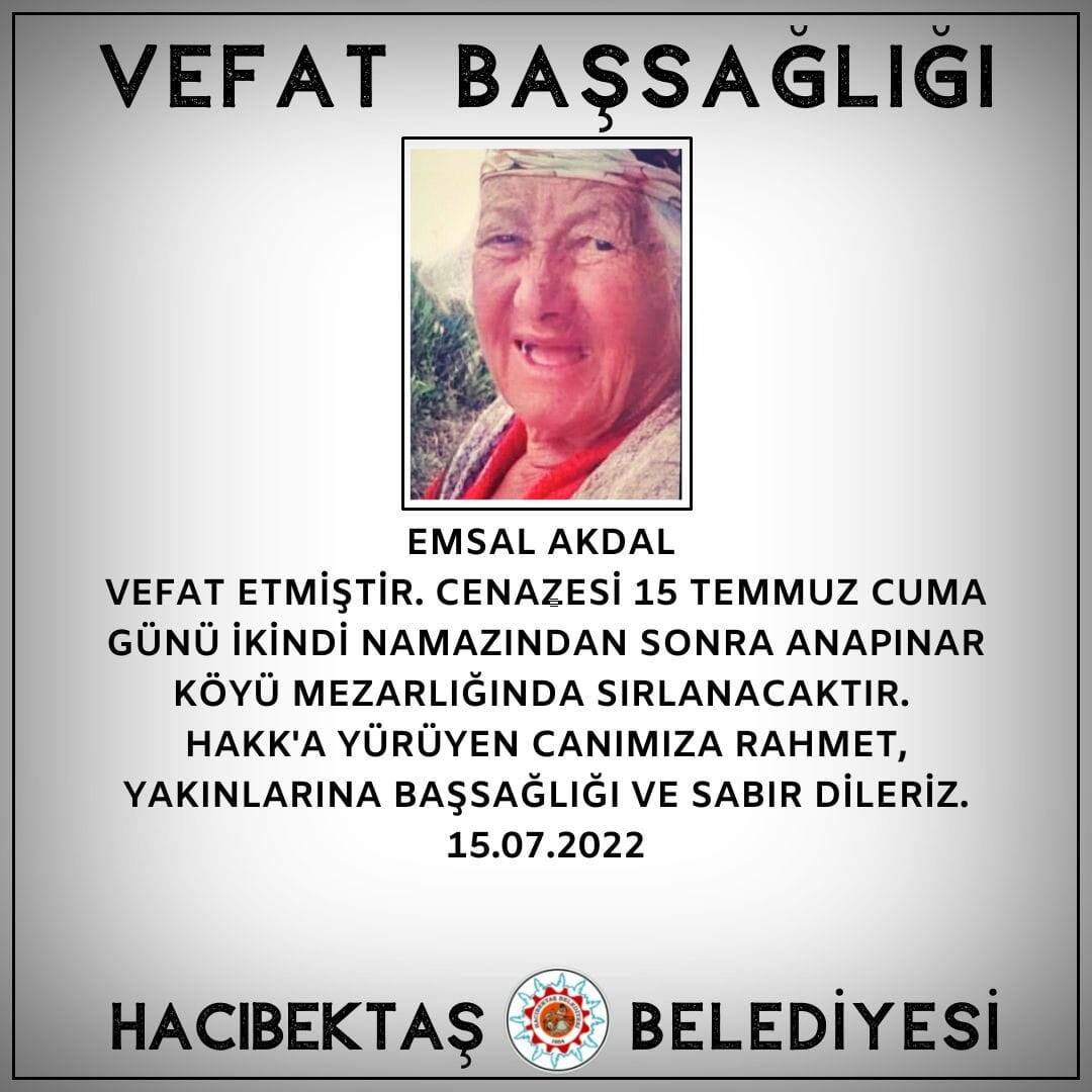 Emsal AKDAL Vefat ve Başsağlığı