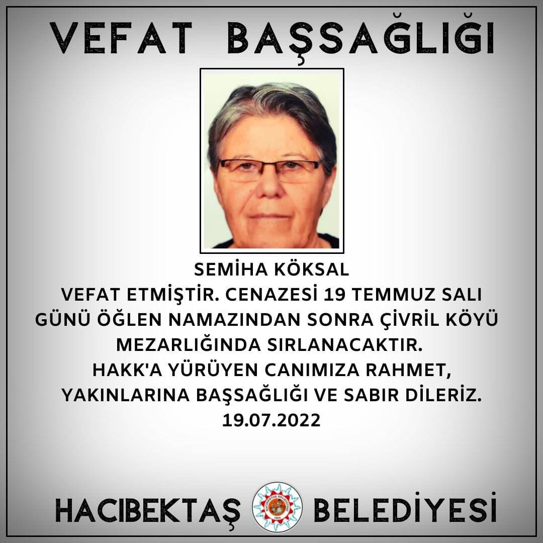 Semiha KÖKSAL Vefat ve Başsağlığı