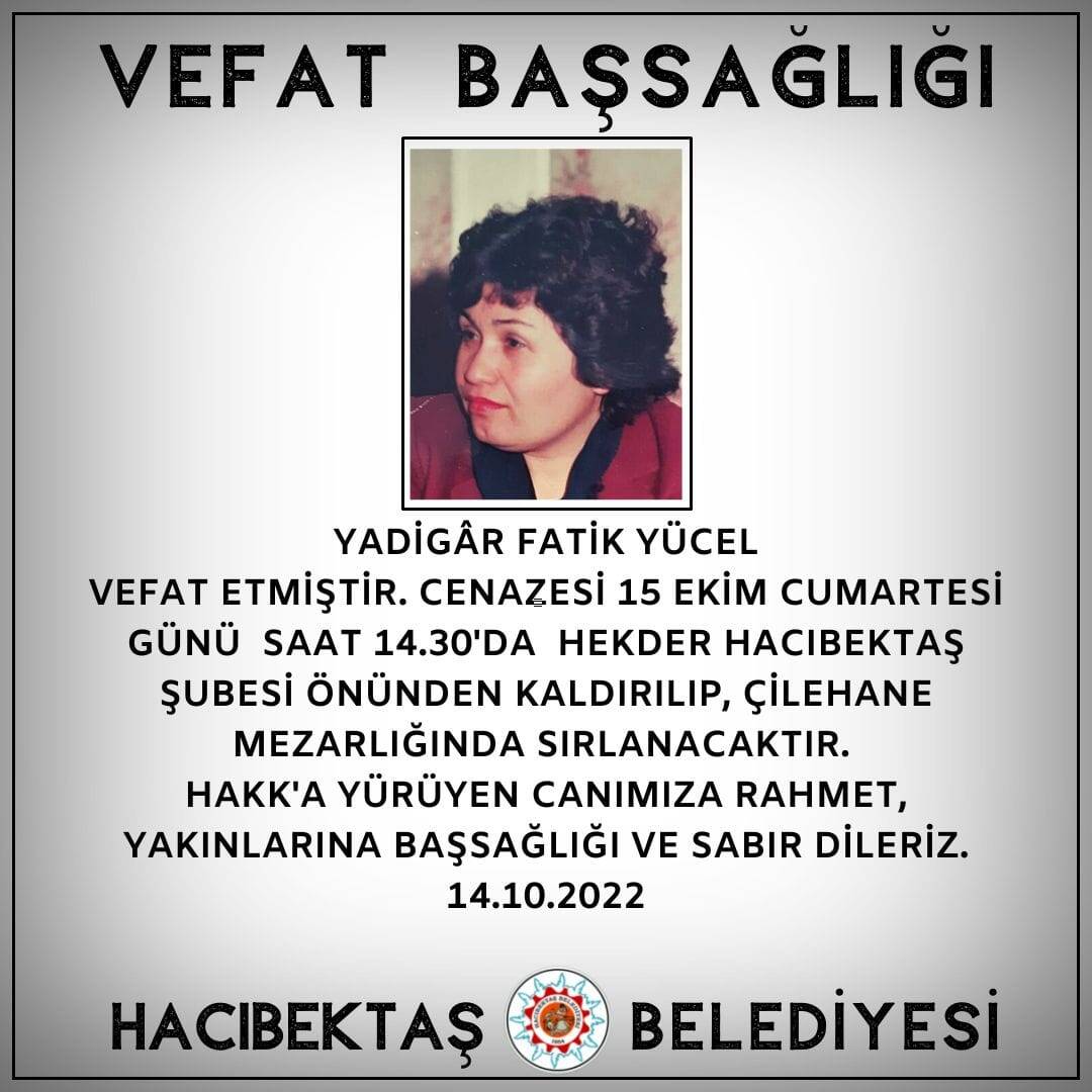 Yadigar Fatik YÜCEL Vefat ve Başsağlığı