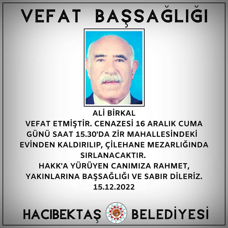 Ali BİRKAL Vefat ve Başsağlığı