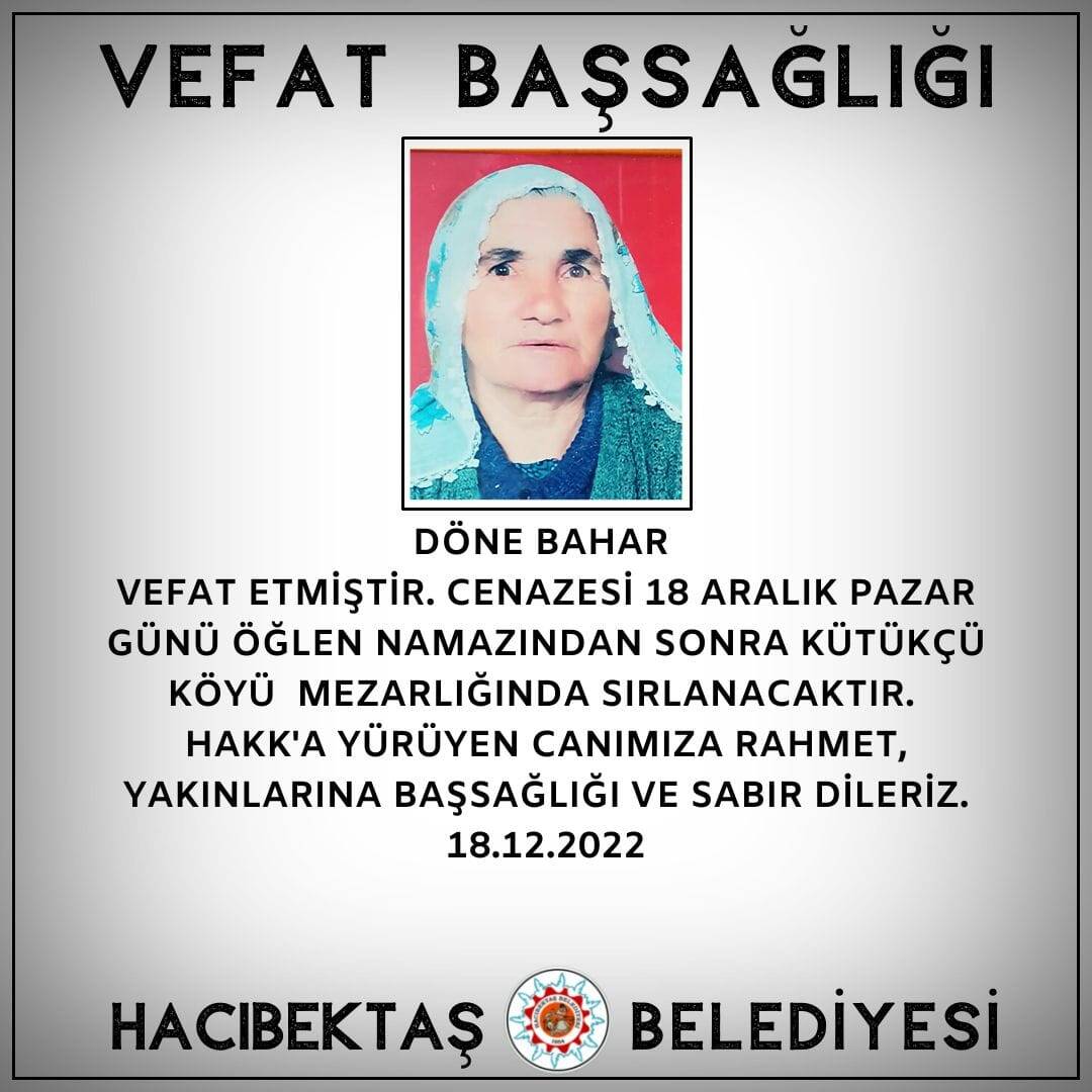 Döne BAHAR Vefat ve Başsağlığı