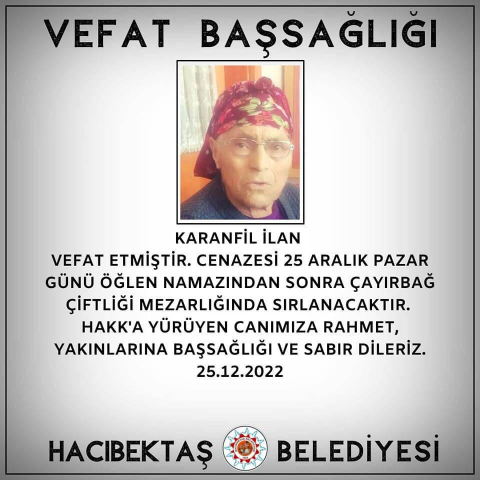 Karanfil İLAN Vefat ve Başsağlığı