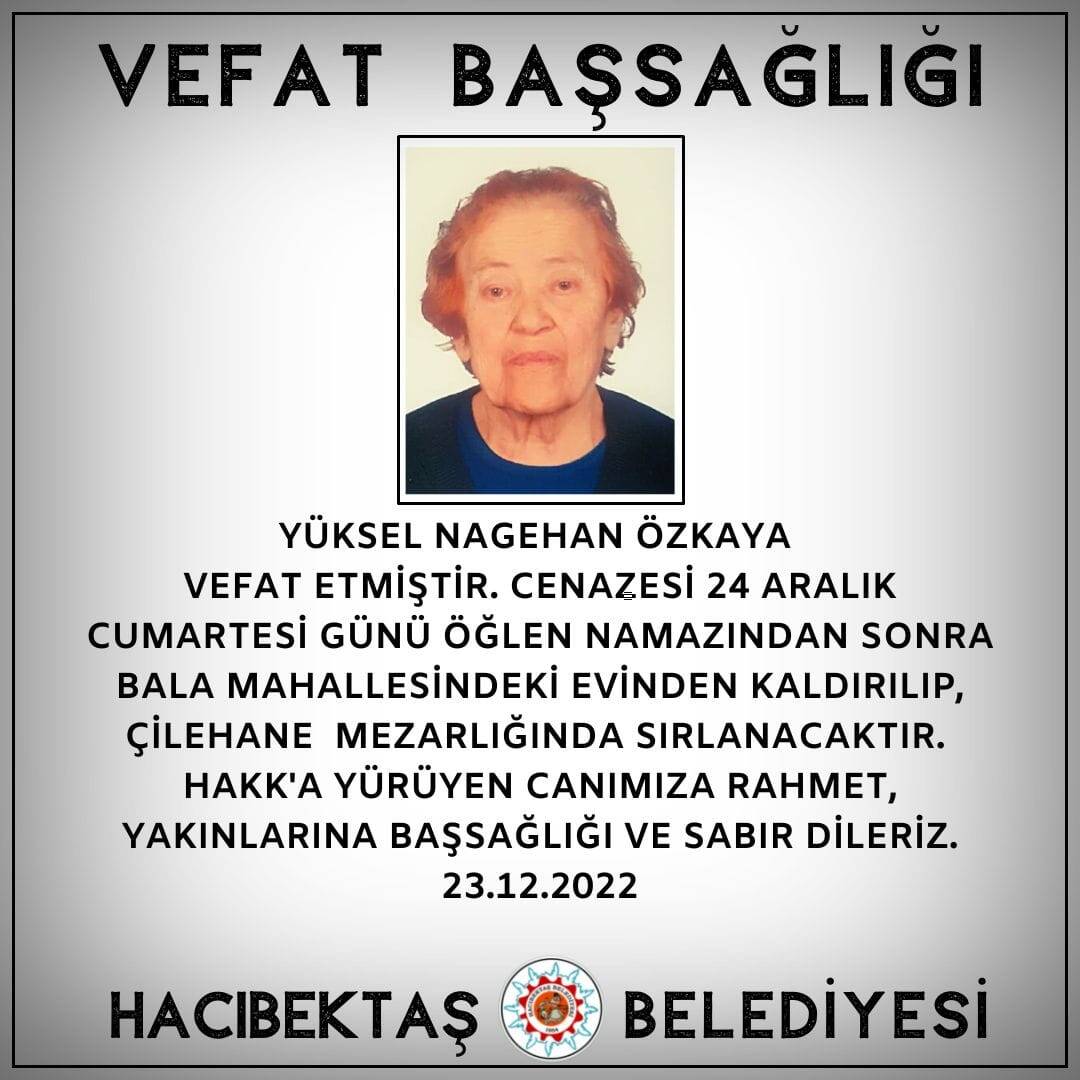 Yüksel Nagehan ÖZKAYA Vefat ve Başsağlığı