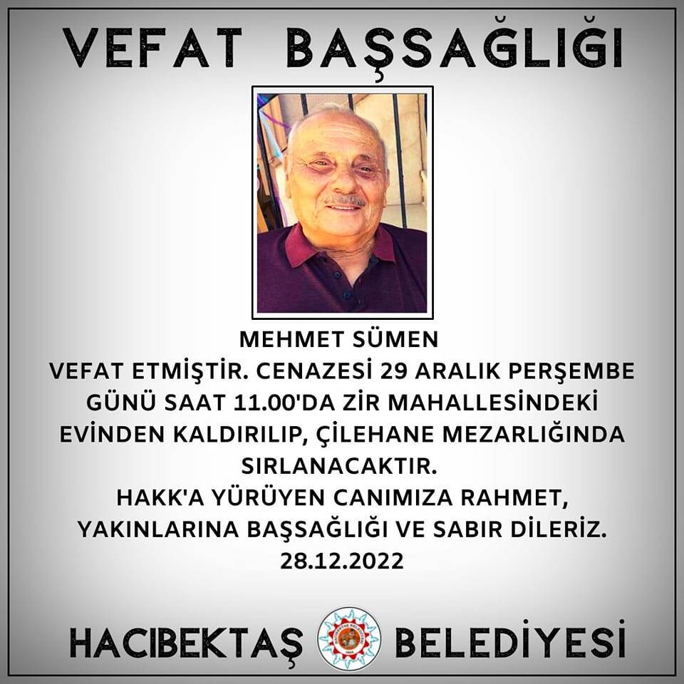 Mehmet SÜMEN Vefat ve Başsağlığı