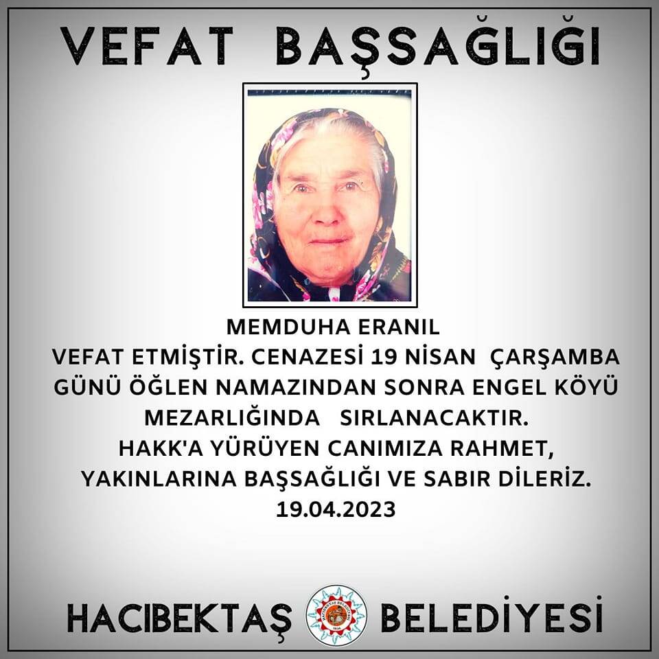 Memduha ERANIL Vefat ve Başsağlığı
