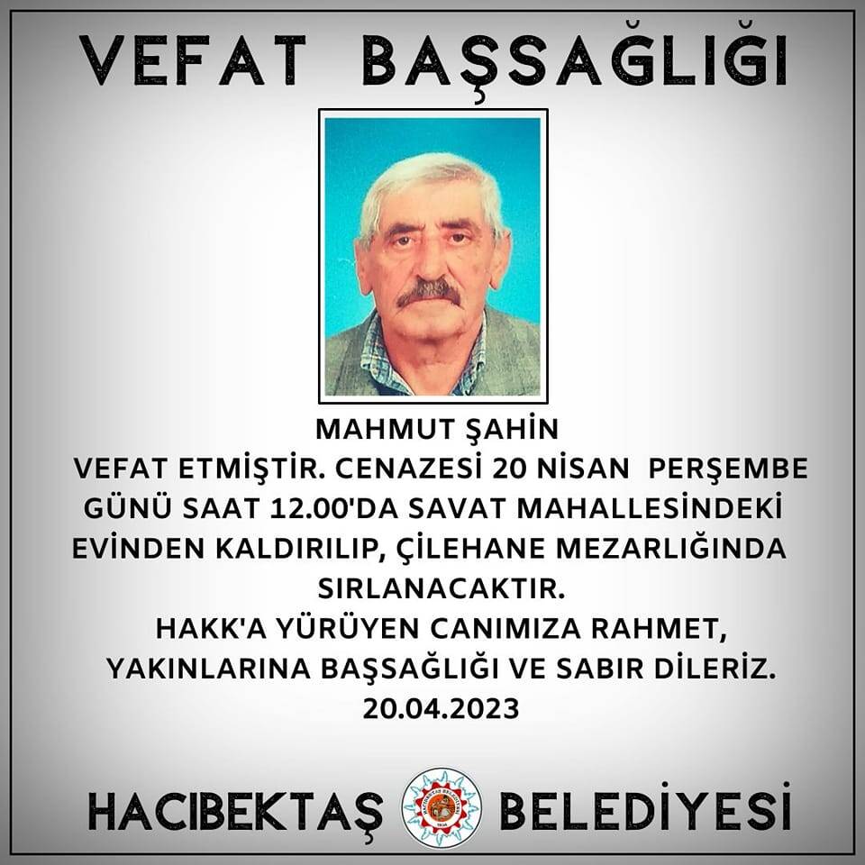 Mahmut ŞAHİN Vefat ve Başsağlığı