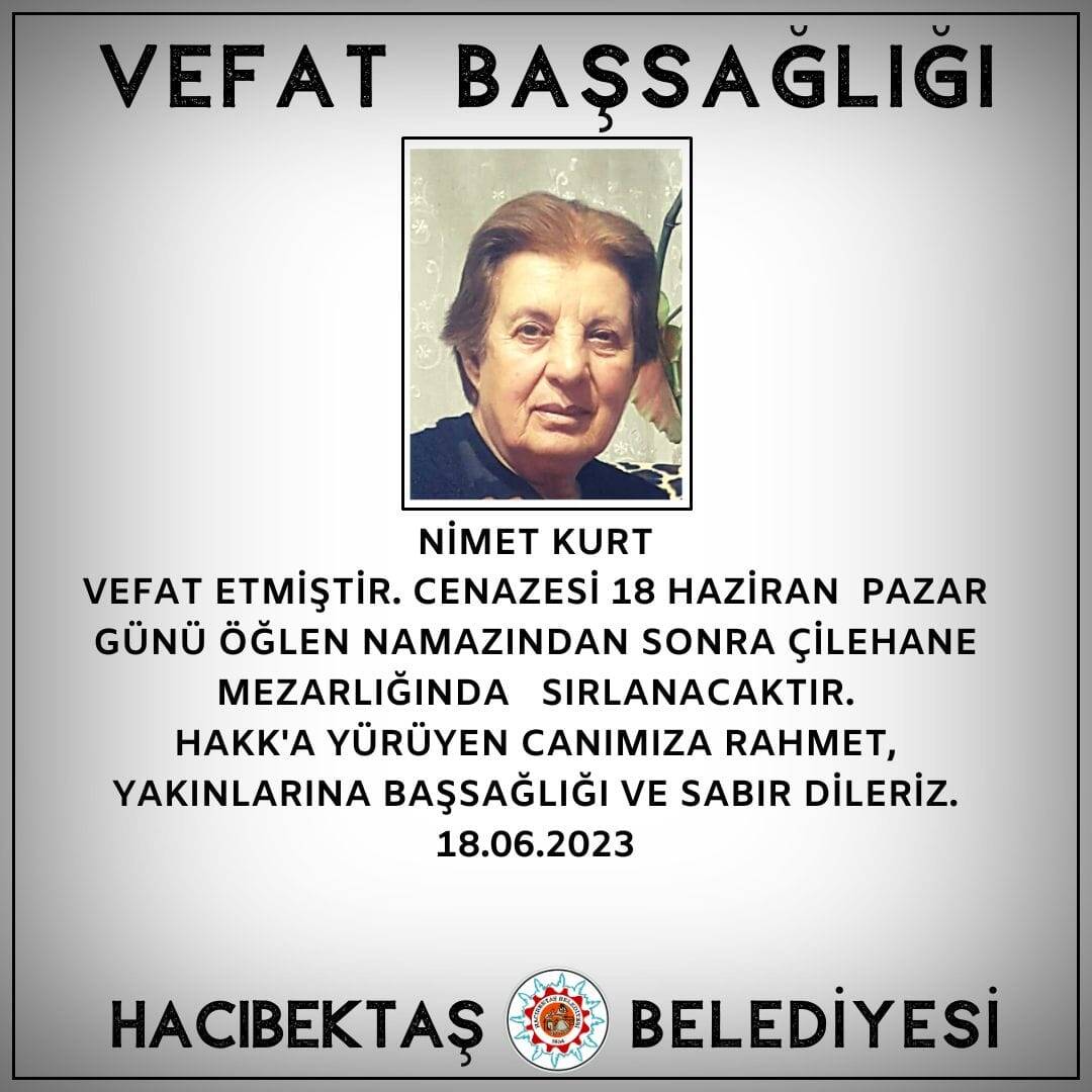 Nimet KURT Vefat ve Başsağlığı