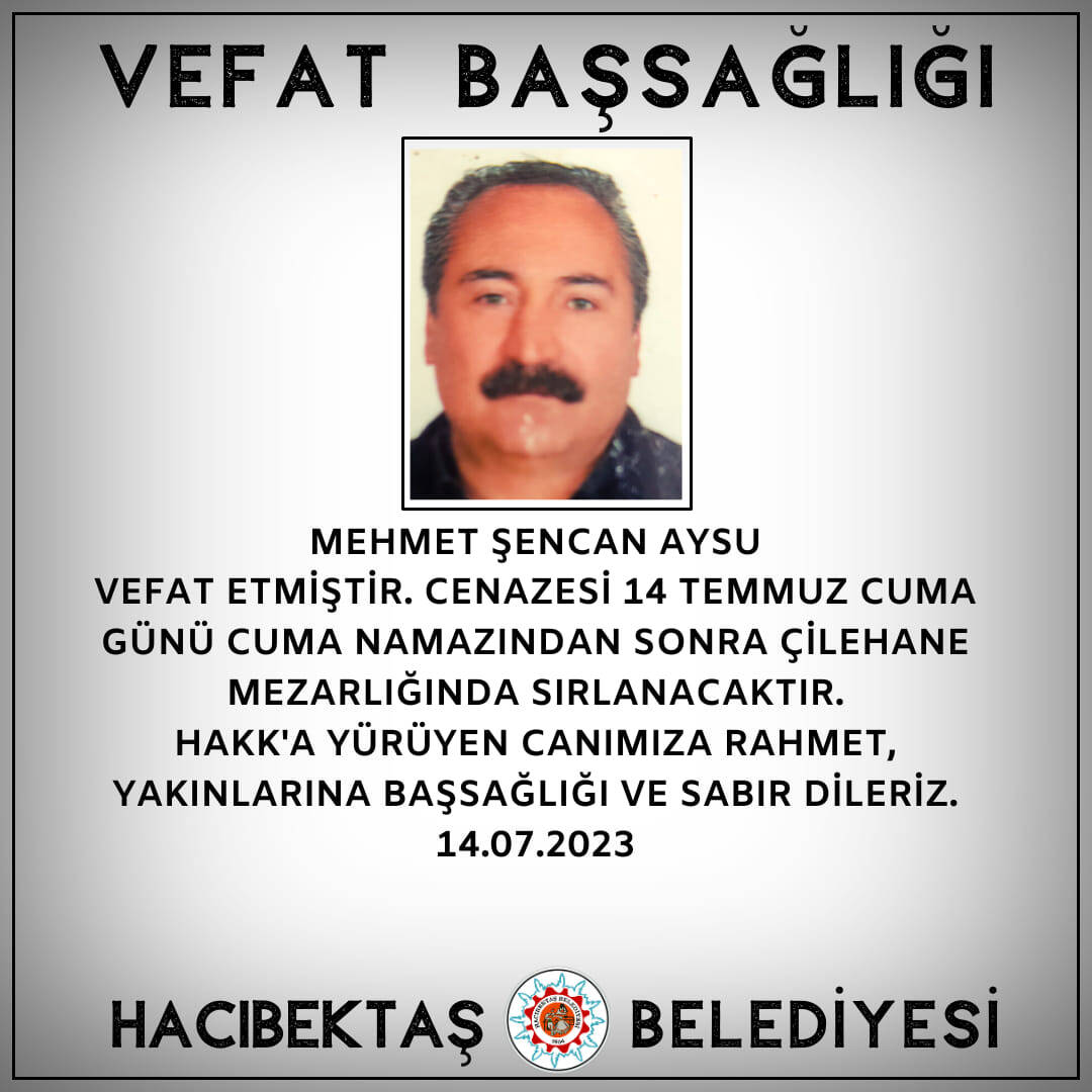 Mehmet Şencan AYSU Vefat ve Başsağlığı