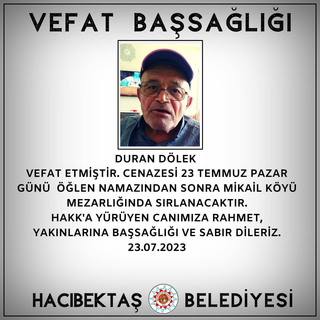 Duran DÖLEK Vefat ve Başsağlığı