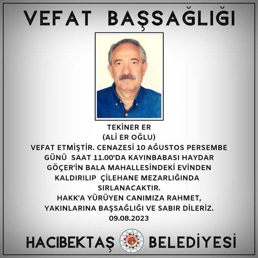 Tekiner Er Vefat ve Başsağlığı