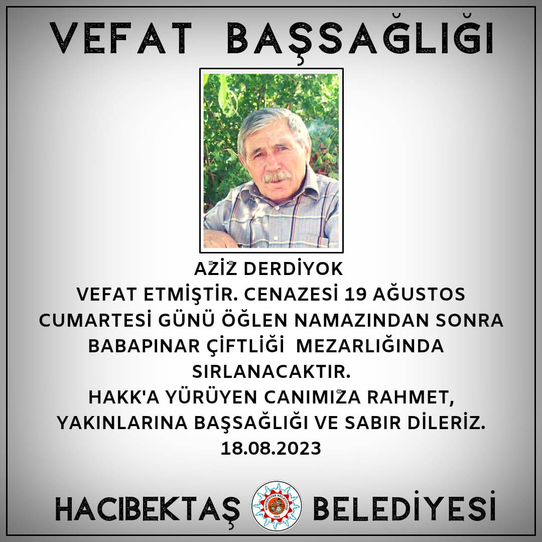 Aziz DERDİYOK Vefat ve Başsağlığı