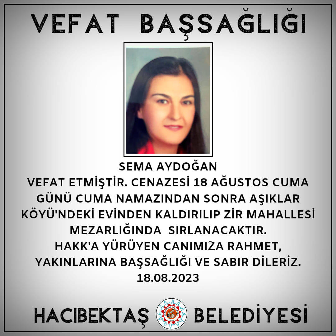 Sema AYDOĞAN Vefat ve Başsağlığı