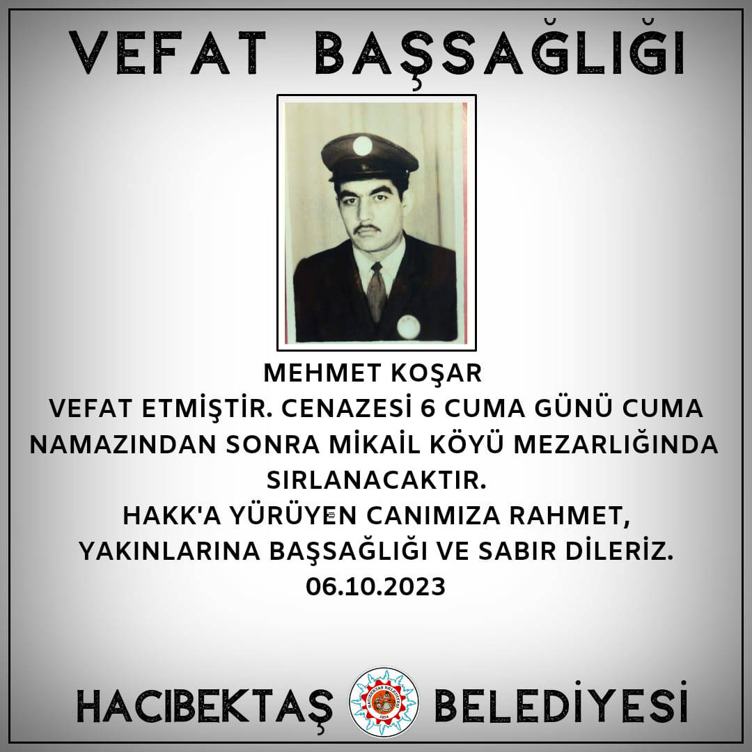 Mehmet KOŞAR Vefat ve Başsağlığı
