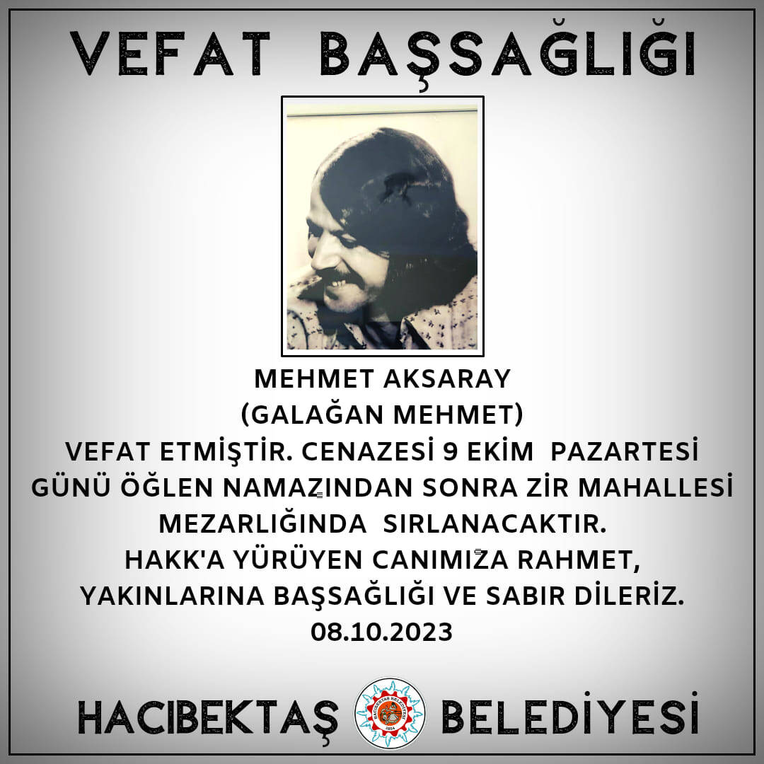 Mehmet AKSARAY Vefat ve Başsağlığı