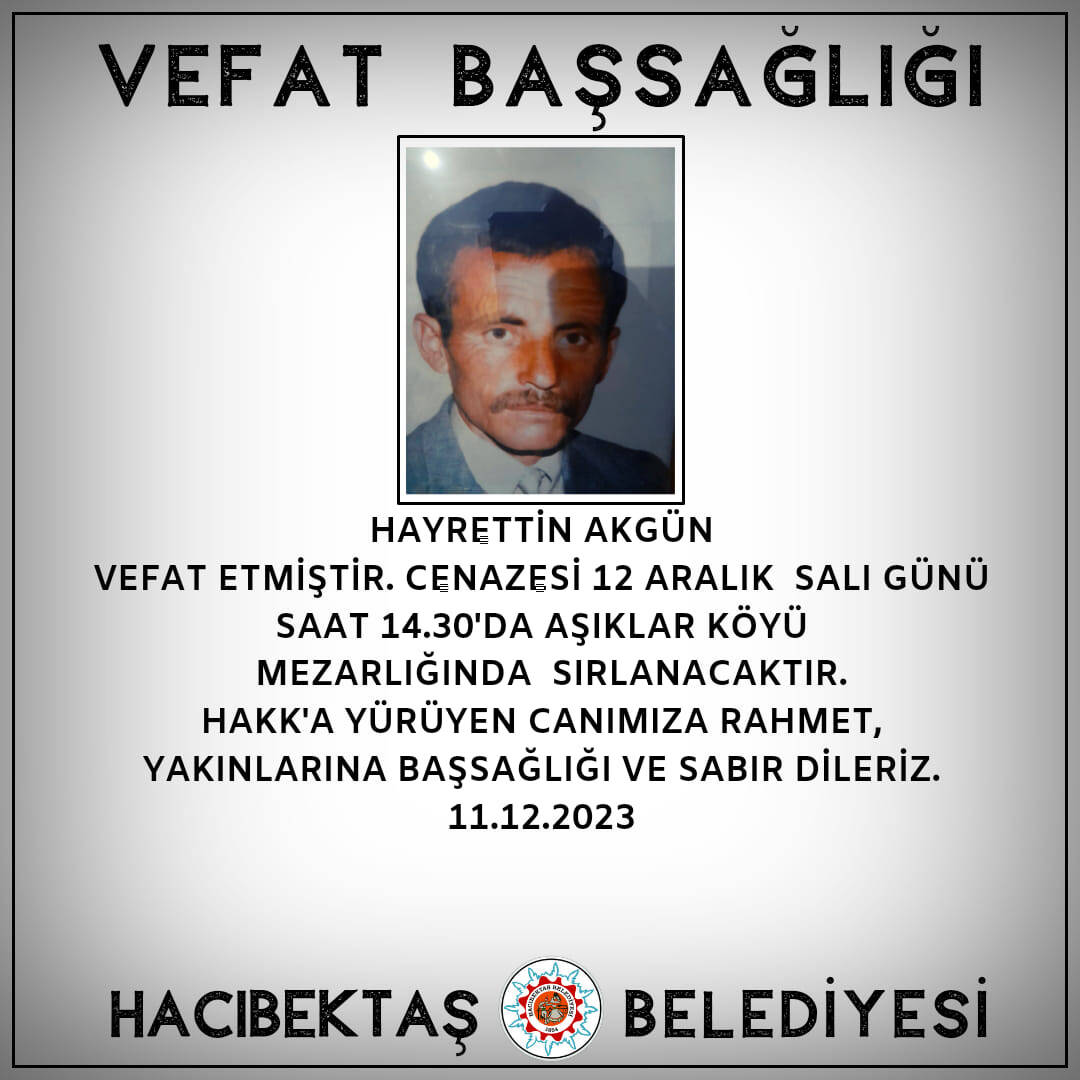 Hayrettin AKGÜN Vefat ve Başsağlığı