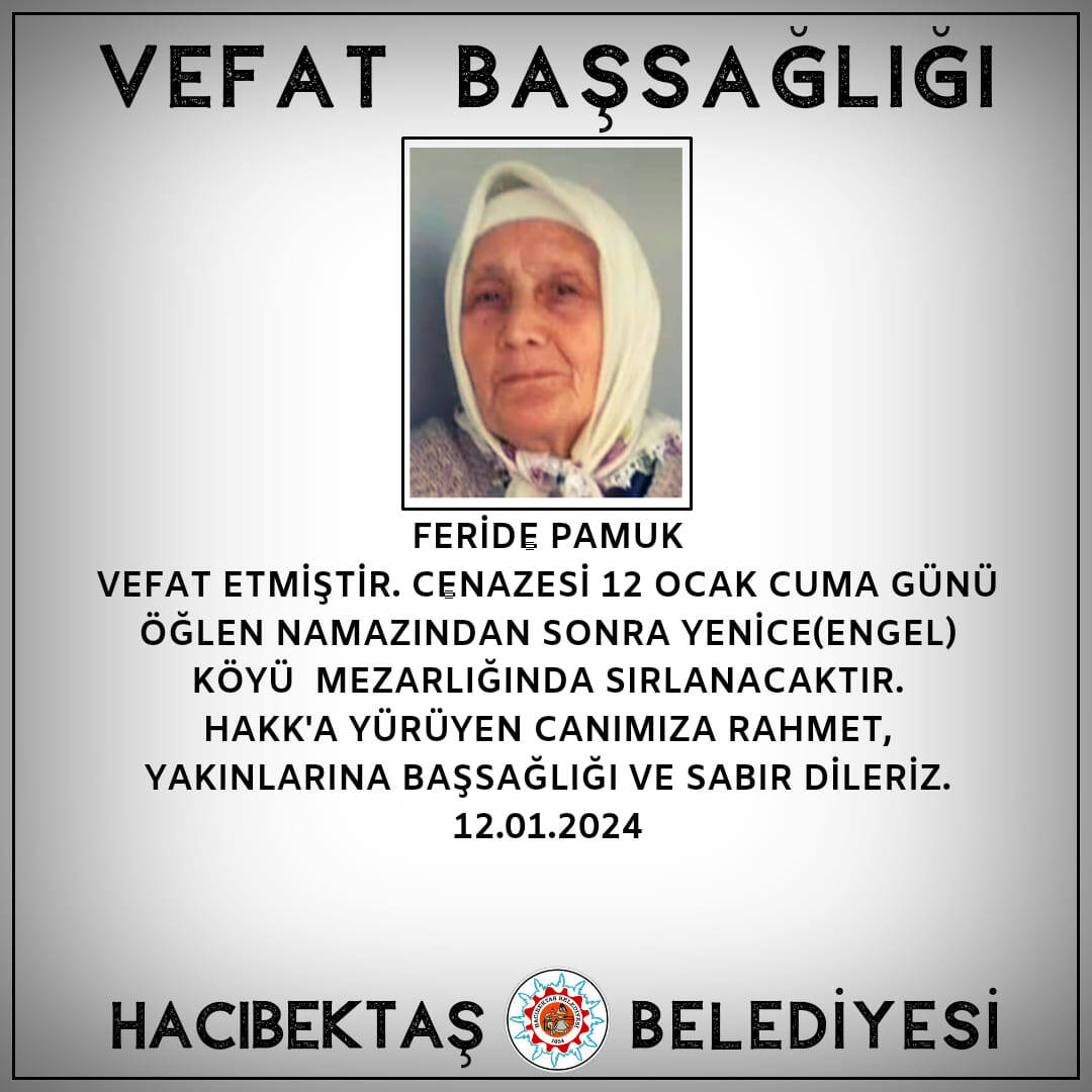 Feride PAMUK Vefat ve Başsağlığı