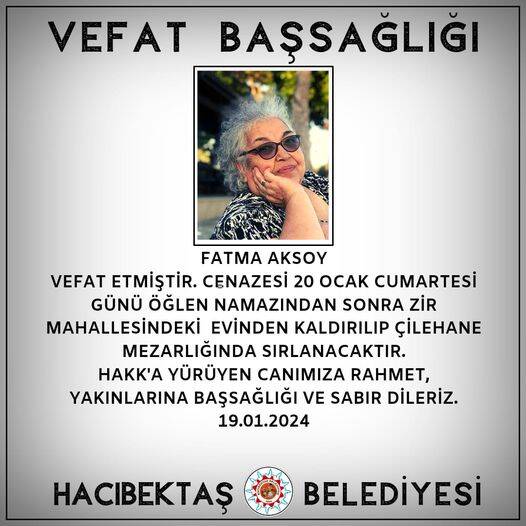 Fatma AKSOY Vefat ve Başsağlığı