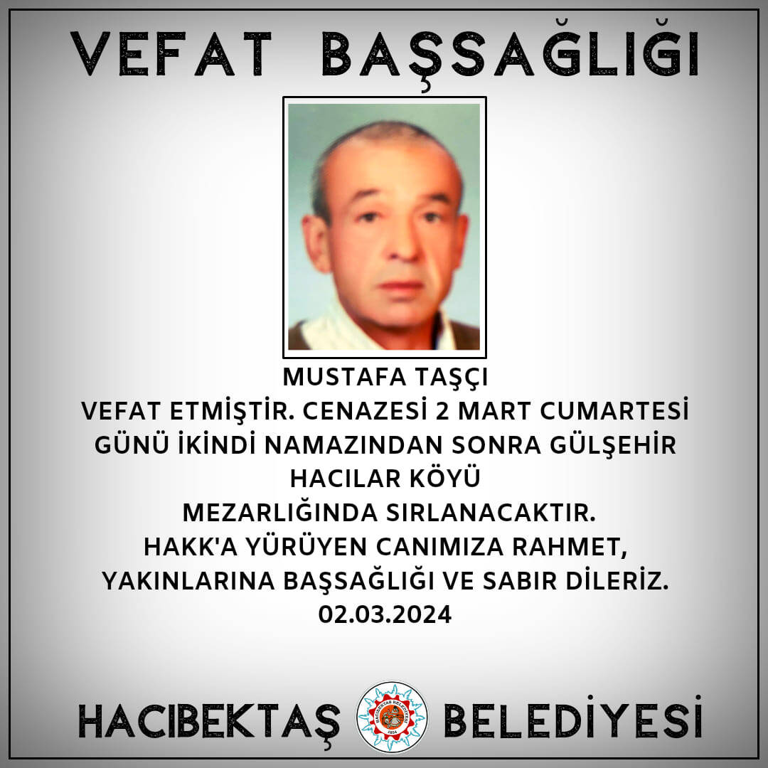 Mustafa TAŞCI Vefat ve Başsağlığı