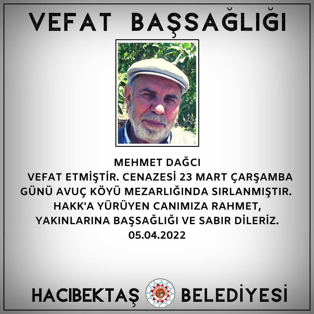 Mehmet DAĞCI Vefat ve Başsağlığı