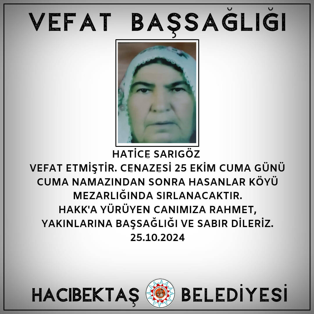 Hatice SARIGÖZ Vefat ve Başsağlığı