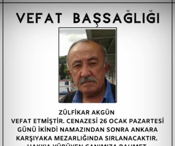 Zülfikar Akgün Vefat ve Başsağlığı