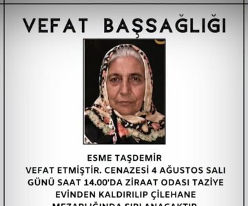 Esme TAŞDEMİR Vefat ve Başsağlığı
