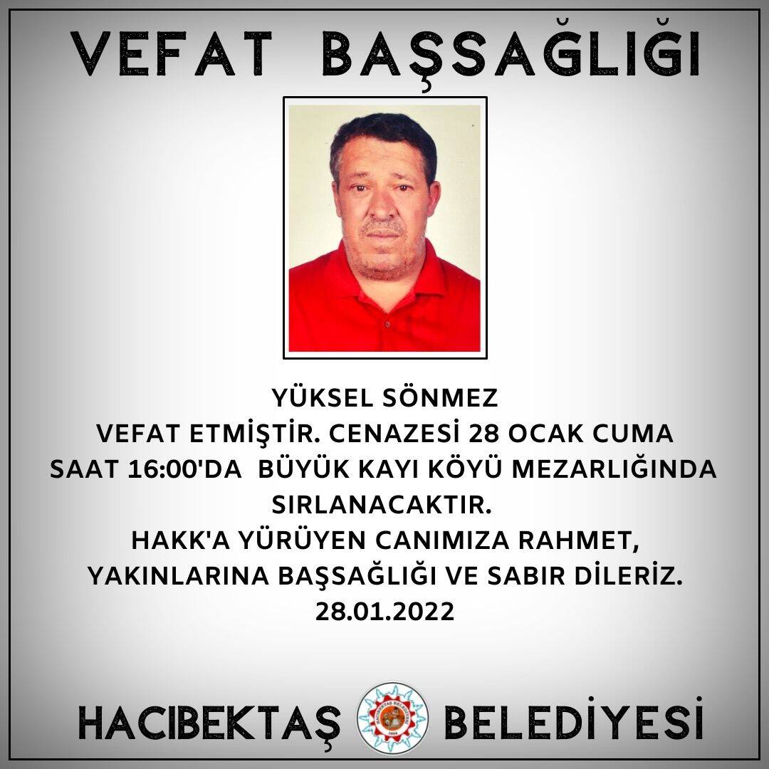Yüksel SÖNMEZ Vefat ve Başsağlığı