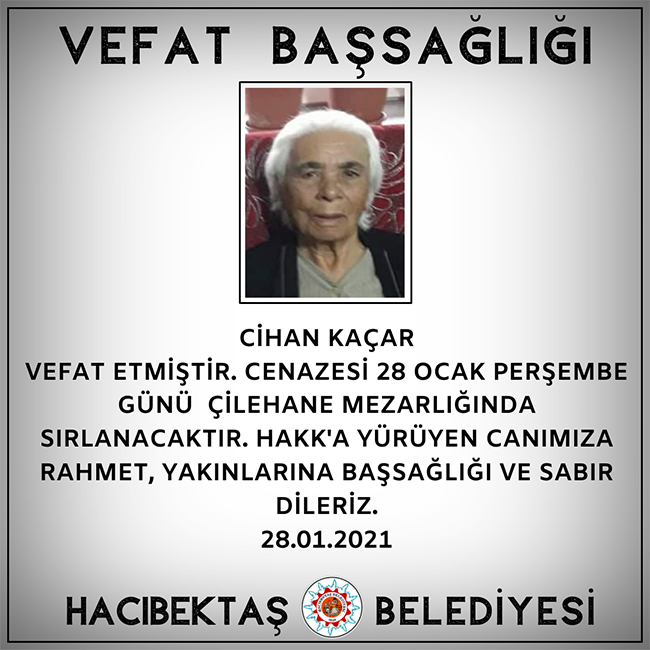 CİHAN KAÇAR VEFAT ve BAŞSAĞLIĞI