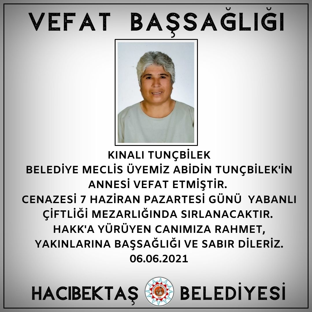 Kınalı Tunçbilek Vefat ve Başsağlığı