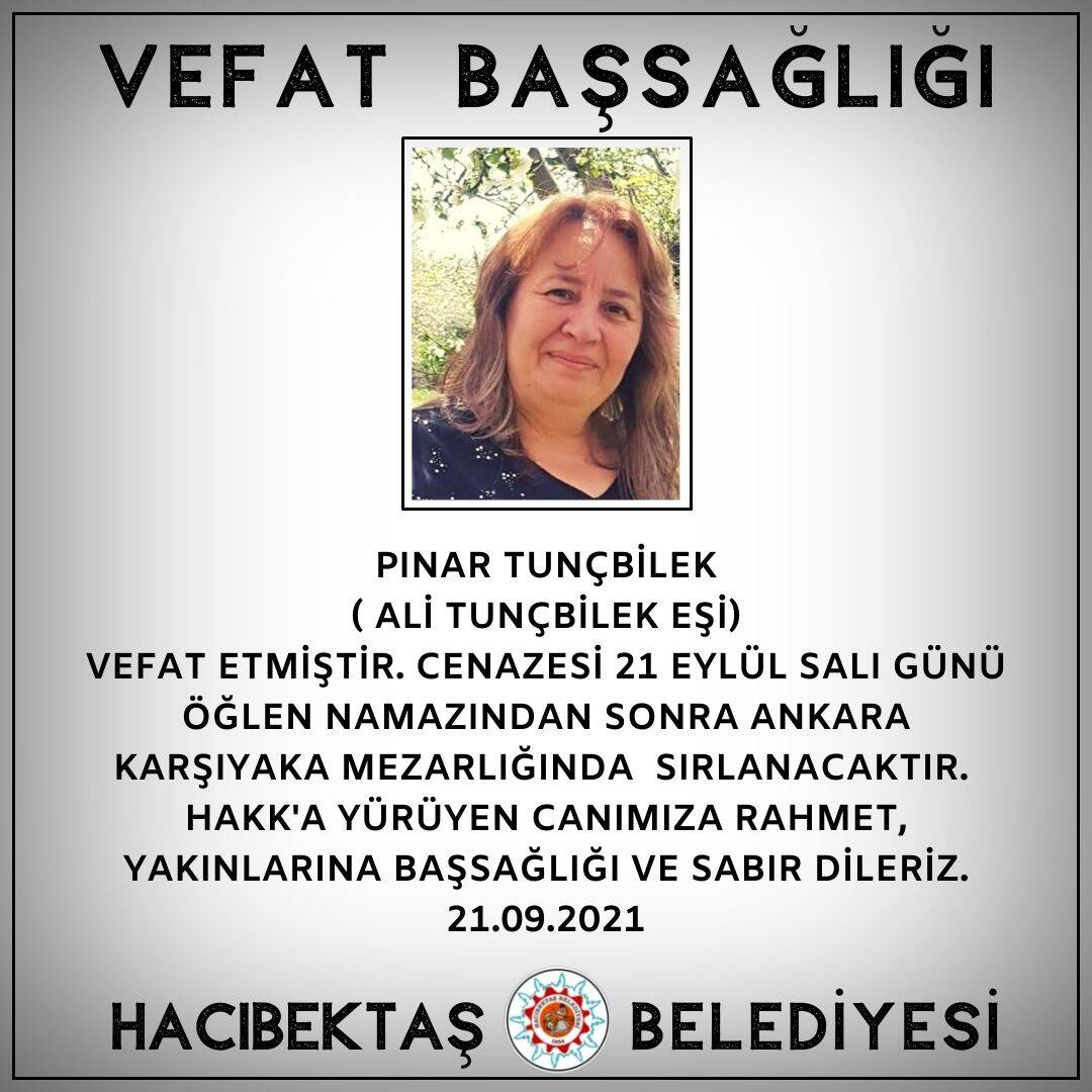 Pınar Tunçbilek Vefat ve Başsağlığı