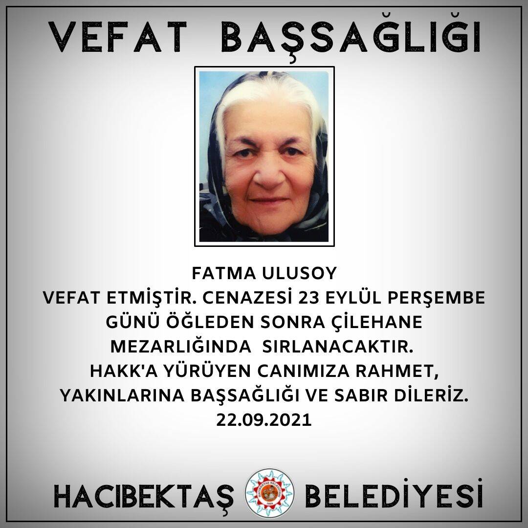 Fatma Ulusoy vefat ve Başsağlığı – Hacıbektaş Belediyesi