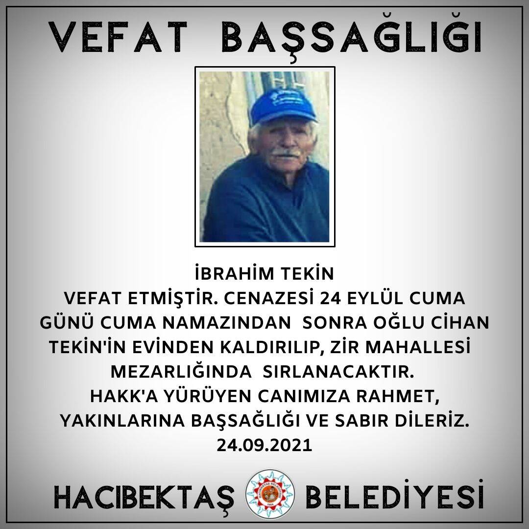 İbrahim Tekin Vefat ve Başsağlığı