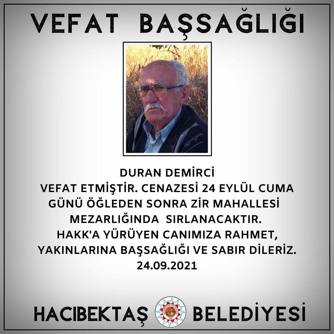 Duran Demirci Vefat ve Başsağlığı