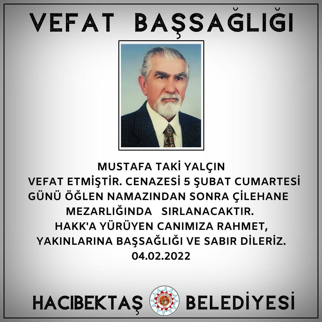 Mustafa Taki YALÇIN Vefat ve Başsağlığı