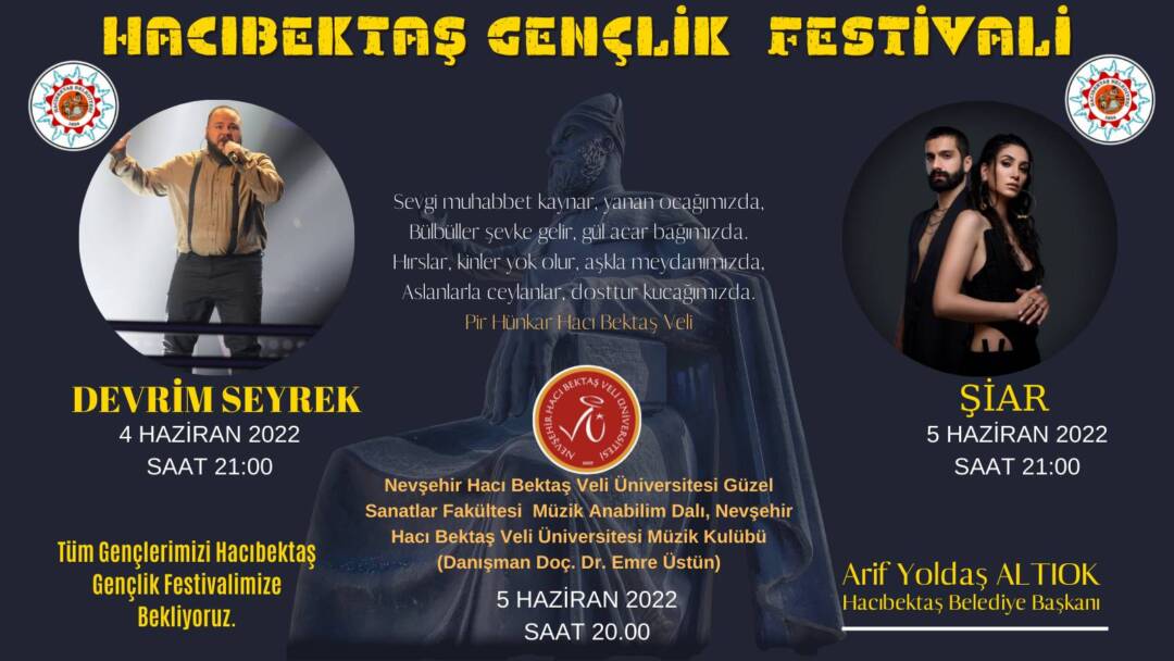 Hacıbektaş Gençlik Festivalimize Tüm Gençlerimizi Bekliyoruz