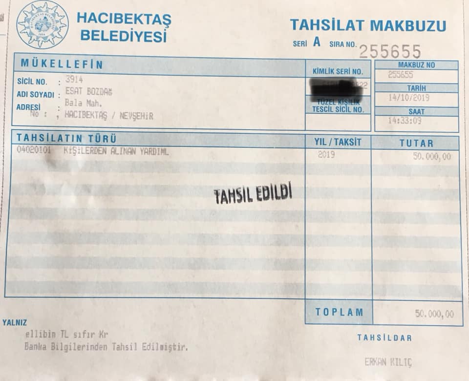 Esat Bozdağ Beldiyemize Bağış Yaptı