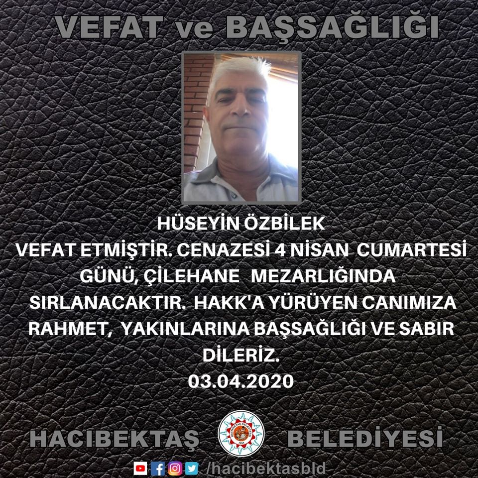 Hüseyin ÖZBİLEK Vefat ve Başsağlığı