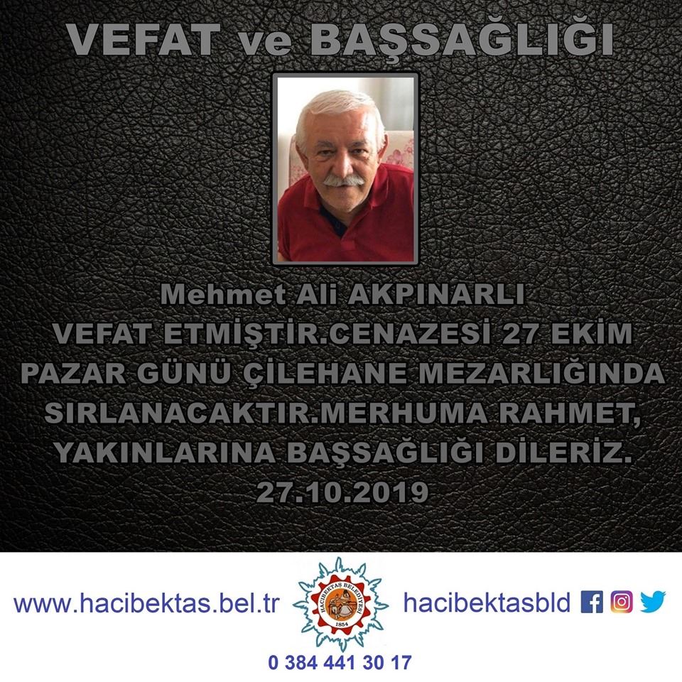 Verfat ve Başsağlığı Mehmet Ali AKPINARLI