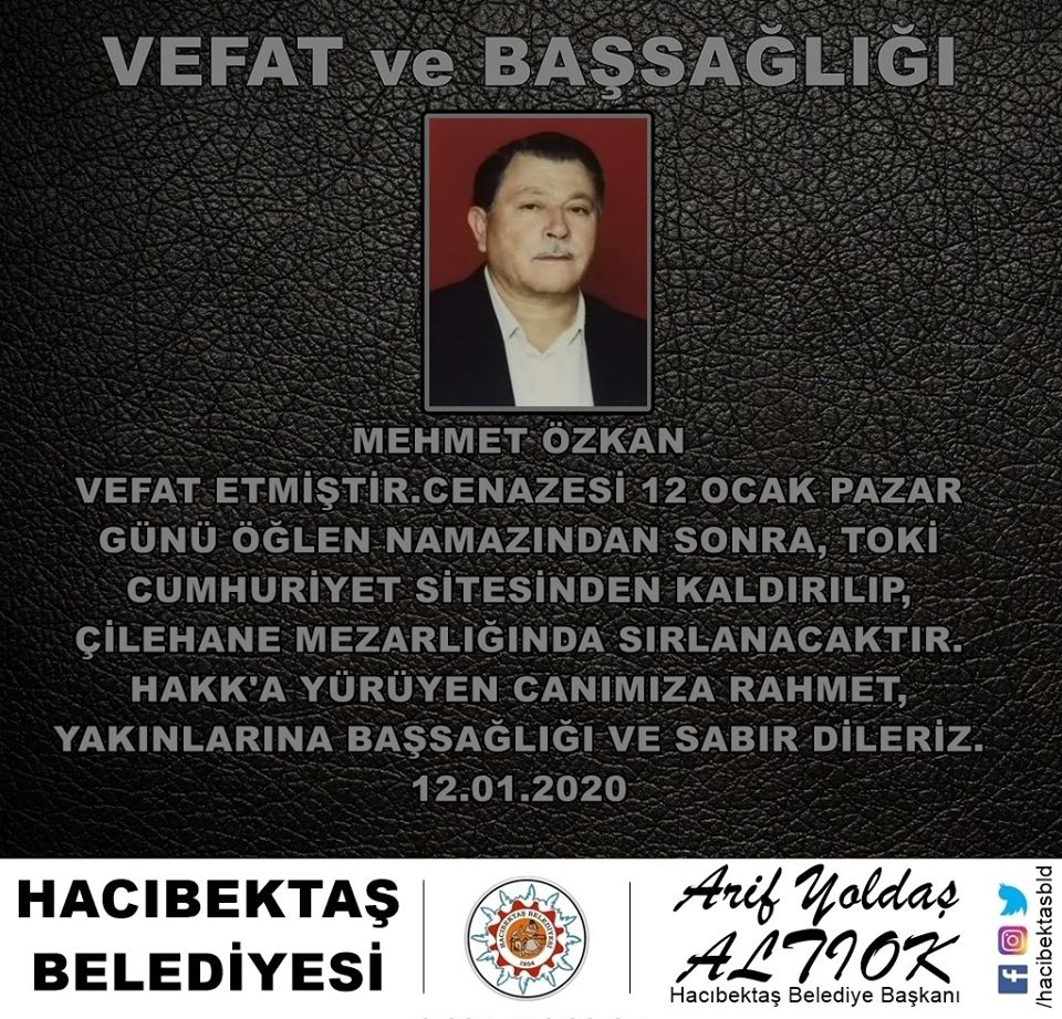 Mehmet ÖZKAN Vefat Başsağlığı