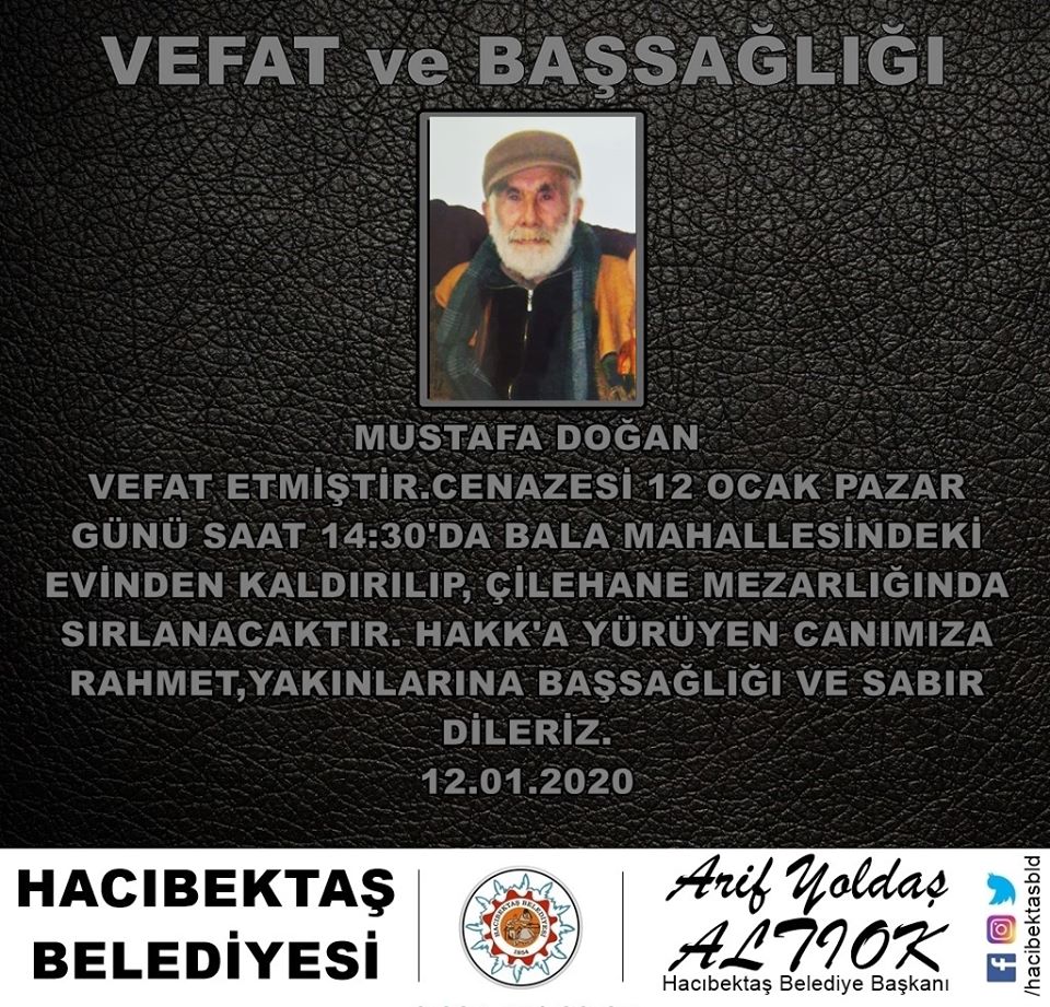 Mustafa DOĞAN Vefat Başsağlığı.