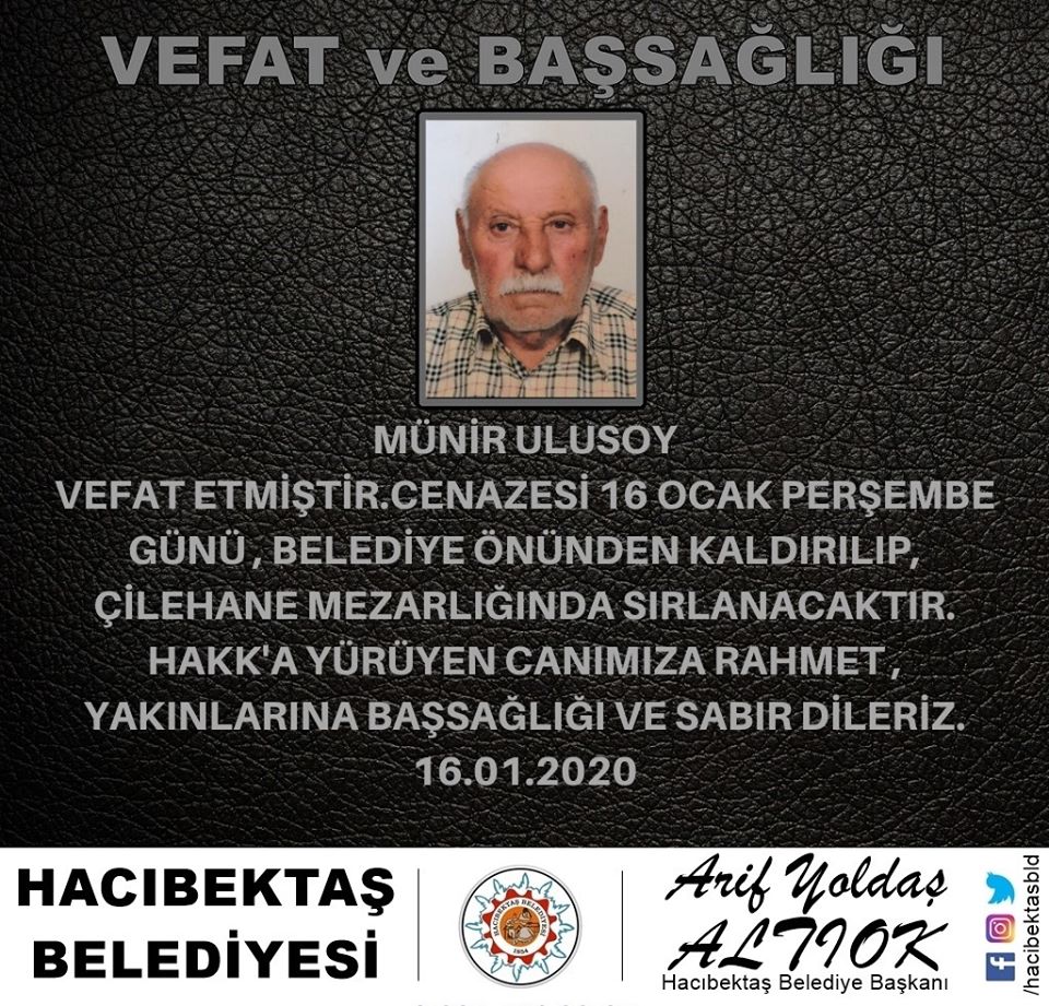 Münir ULUSOY Vefat ve Başsağlığı