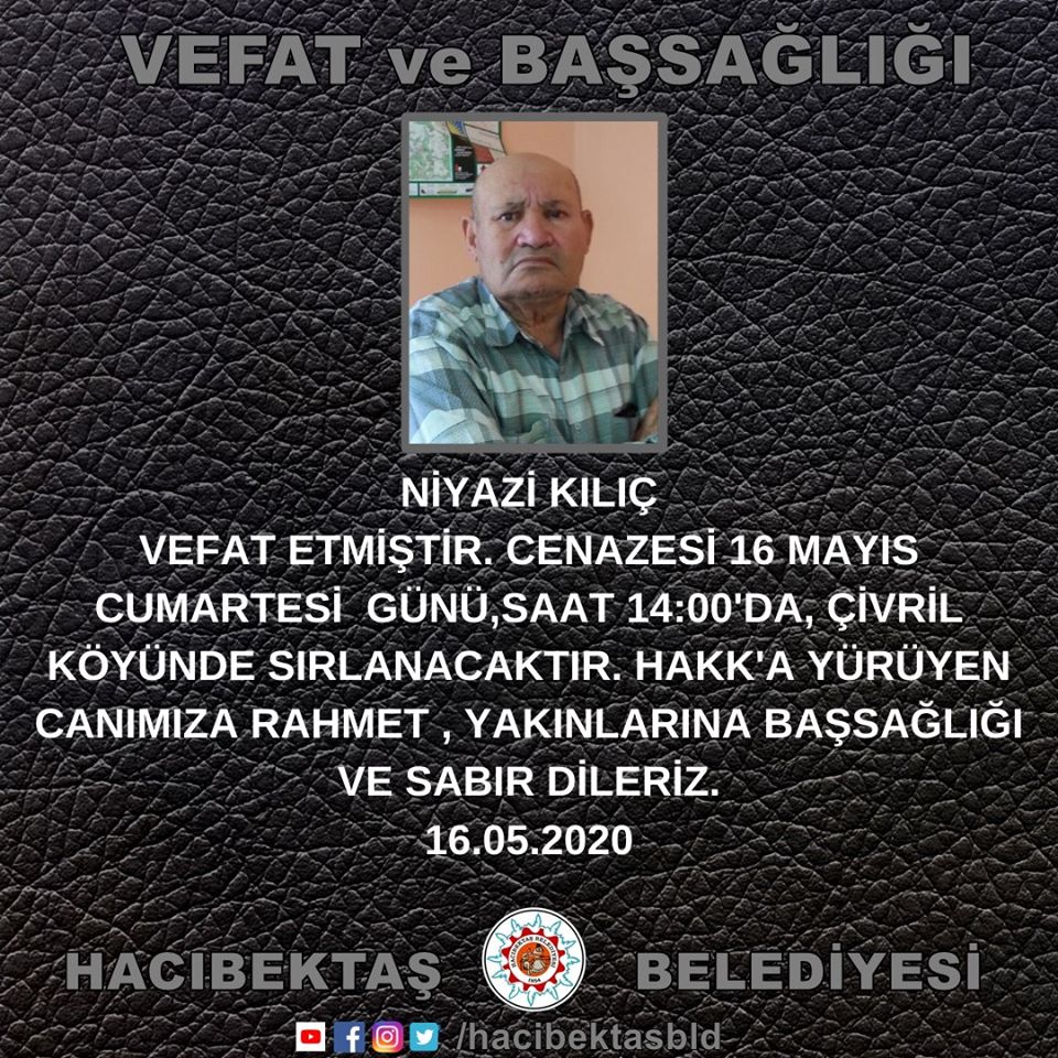 Niyazi KILIÇ Vefat ve Başsağlığı.